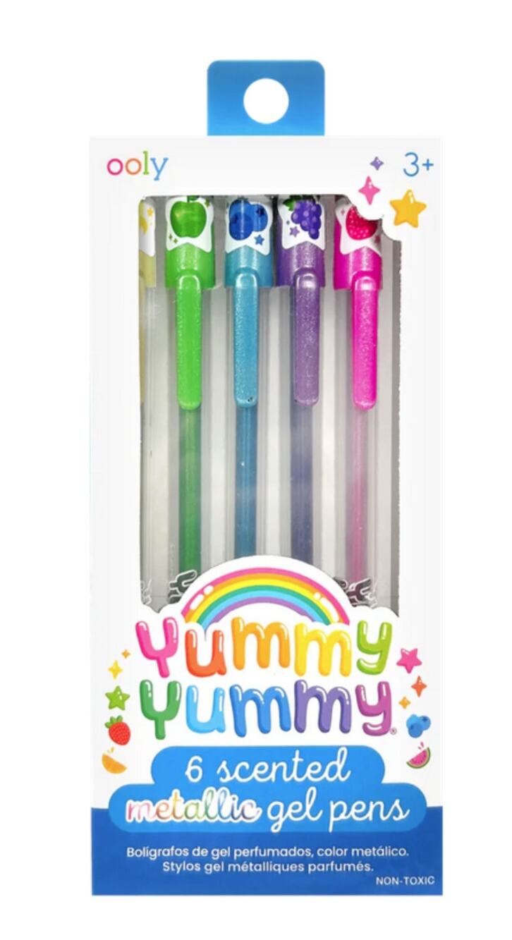 OOLY Yummy Yummy Scented Metallic Gel Pens 6 Pack Fruit Scents NEW